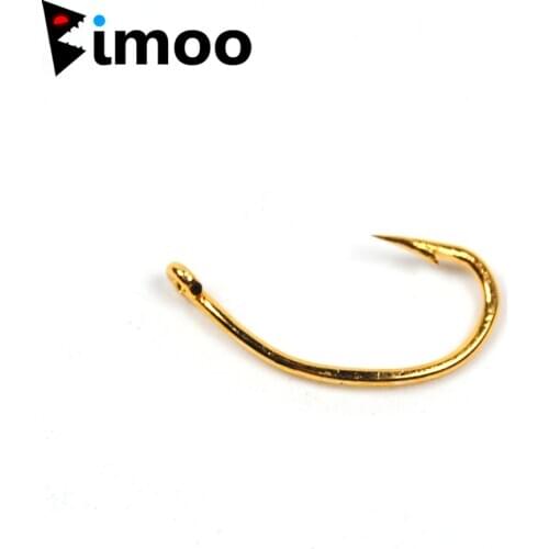 500PCS Gold Color Fishing Hook Nymph Scud Shrimp Pupae Larvae Caddis Fly Tying Fish Hooks #10 #12 #14 #16 Sharp Tip Wholesale