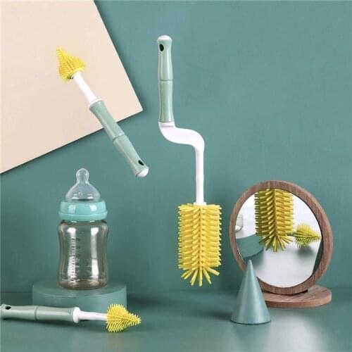 Silicone 360-degree Pacifier Cleaning Brush Set Cleaning Sponge Cup Brush Kit For Baby Bottle Washing Cleaning