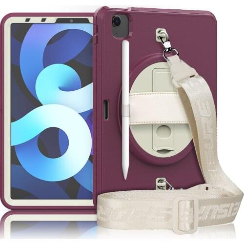 Silicone Case with Shoulder Strap and Pencil Slot for iPad Air 4 10.9 Pro 11 2021 Shockproof Cover 2020 2018+Screen Protector