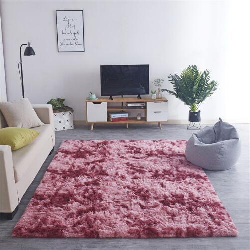 Nordic gradient living room carpet European long hair fashion bedroom rug bay window bedside mat washable personality carpet