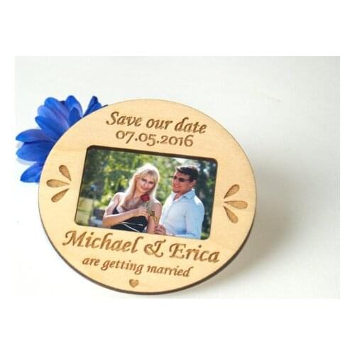 Save the date photo magnet rustic ,Personalized Wood save the date Wedding invitation card RASP card rustic wedding favors