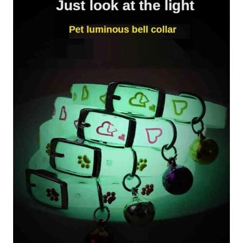 Pet Glowing Collars with Bells Glow At Night Dogs Cats Necklace Light Luminous Neck Ring Accessories Cat Accessories Pet