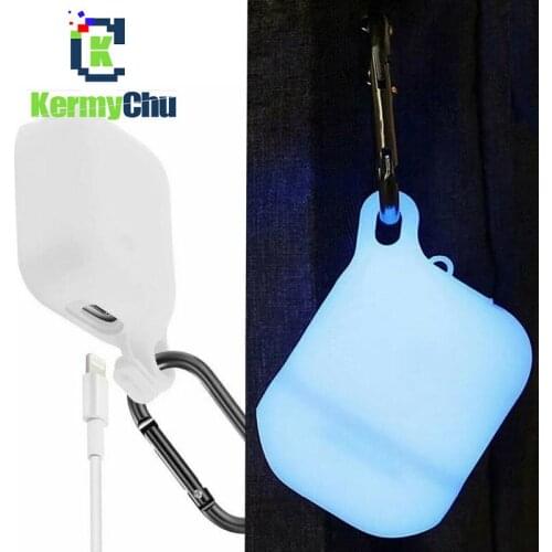 Luminous Waterproof Silicone Case for For Airpods Anti-scratch Headphone Protection Cover Charging Box Earpod Case with Hooks