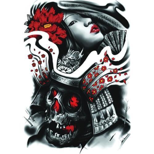 34x48cm Large full back Pink Skull woman Tattoos Men and Women Waterproof Big Temporary Tattoo Stickers Fake Tattoo Designs