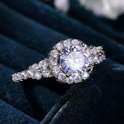 YSDLJG Noble Princess Round CZ Women Wedding Rings White Zirconia Luxury Engagement Ceremony Finger Ring New Trendy Jewelry Gift