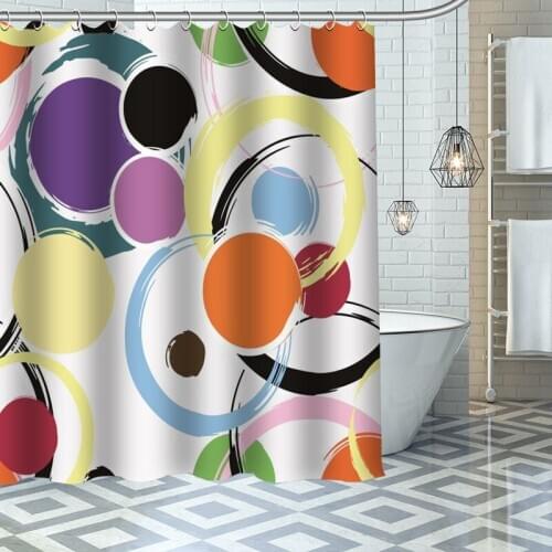 Custom Colorful abstract pattern Shower Curtains Bath Products Bathroom Decor Waterproof Polyester With 12 Pcs Hooks