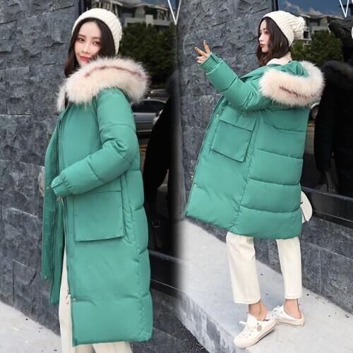 Big pocket Down Jackets Female Winter Coat Womens Parka Hooded Warm Coat New Coat Jacket Cotton Padded Jacket Plus Size S-3XL