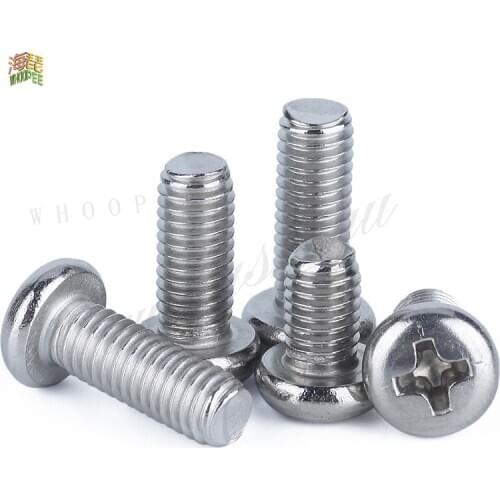10/50 M2 M2.5 M3 M3.5 M4 M5 M6 M8 A2 304 Stainless steel Cross Round Phillips Pan Head Screw Bolt Dia 2 3 4 5 8mm Length 3-100mm