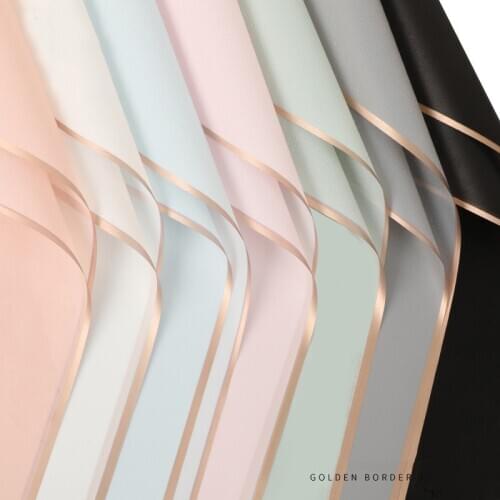 20pcs Gold Frame Jelly Film Flower Wrapping Paper Korean Style Bouquets Florist Packing Papers