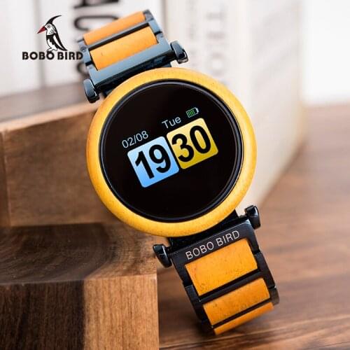 2019 BOBO BIRD Touch Screen Electronic Watch Wood Timepiece Unisex Smart Watch