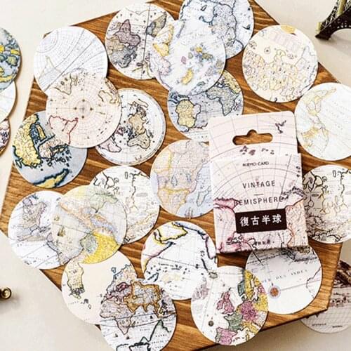 46pcs/box Retro hemisphere Label Stickers Mini Boxed Stickers Diary Adhesive Scrapbooking Decorative DIY Stickers