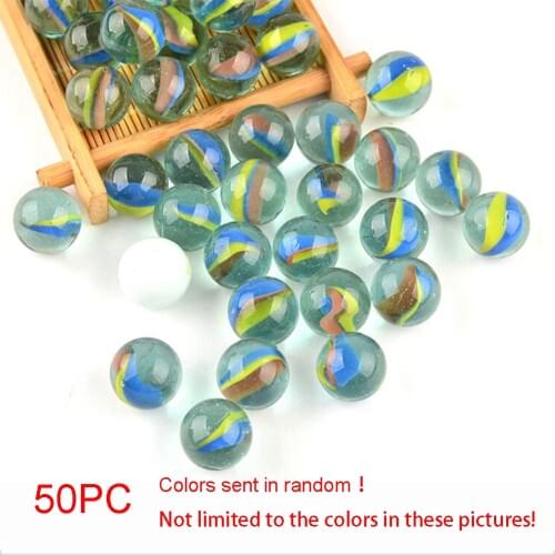 50pcs 16MM Marbles Coloured Glaze Glass Bead Marbles Classic Reminiscence Children Kids Classic Toys Small Size Outdoor Playing