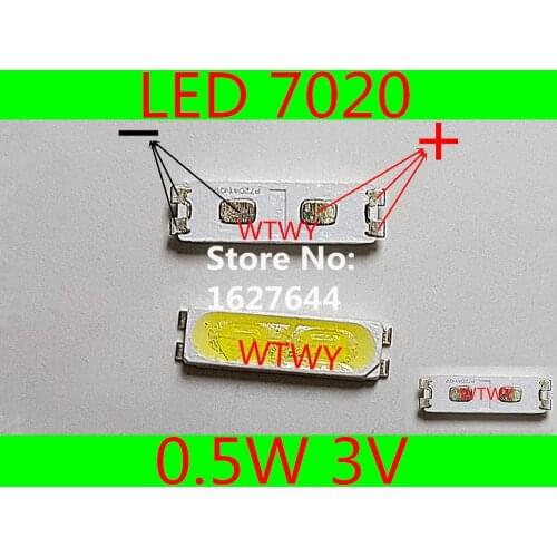 50pcs For LG LED LCD TV Backlight Application LED 7020 LED Backlight TV High Power 0.5W 3V Cool white LED Backlight
