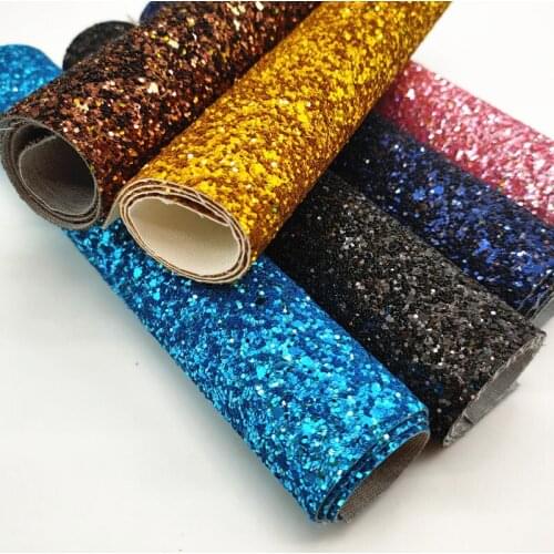 A4 sheet chunky girl color Shiny Glitter Fabric Leather For Earring Bows 1116
