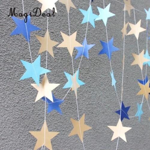 MagiDeal 4m Star Paper Garland Bunting Banners Home Wedding Party Hanging Decoration DIY Decor 13ft