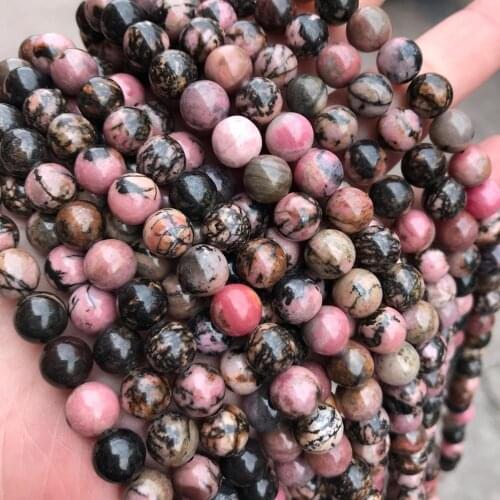 Natural Black Rhodochrosite Stone Beads for Jewelry Making DIY Bracelet Necklace 4 6 8 10 12mm 15" Pick Size Loose Spacer Beads