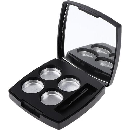 Black Square Cosmetic Empty 4 Slots Palette Eyeshadow Powder Blush Lipstick Makeup Case Container 20mm Diameter