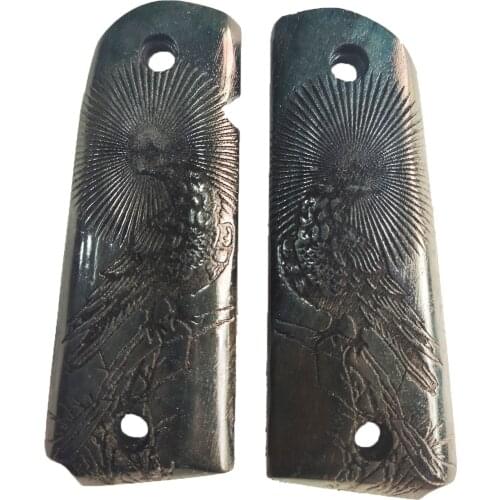 Colt print 1911 custom laser cut blue wood inlay grips gun accessory av weapon