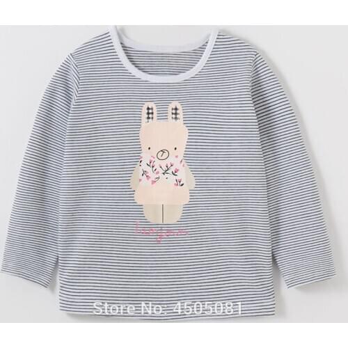 1-7Y Girls Kids Children t shirt 100% Cotton Casual T-Shirt 2020 Bebe Cartoon Stripe Tee Bear Tops Baby Girls Clothes Undershirt