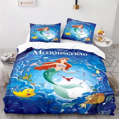 Disney Cartoon The Little Mermaid Ariel Bedding Set Queen King Size Comforter Cover Pillowcase Set Duvet Cover Set Home Textile