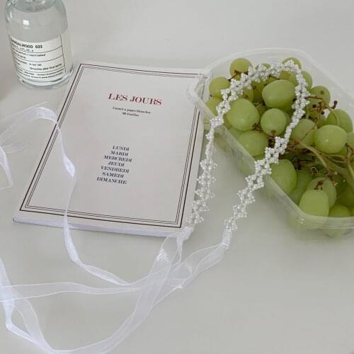 Dual-purpose Necklace Pearl Streamer Girl Tying Hair French Flowers Net Yarn Headband Headband Korean Headdresssuper Fairy