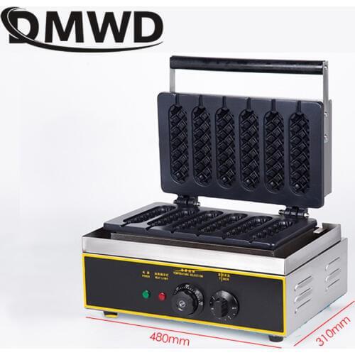 Commercial Electric Crispy French Hot Dog Lolly Stick 6pcs Corn Waffle Sausage Machine Non-stick Baking Pan EU US Plug 110V 220V