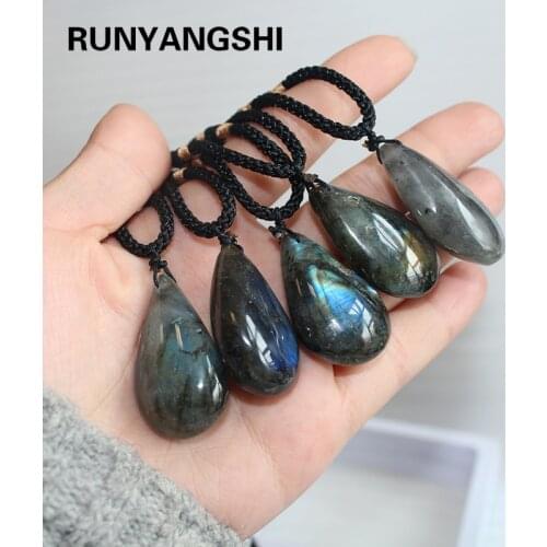 Natural irregular Labradorite crystal pendant Elongated Moonstone Droplet shape jewelry Necklace Divination spiritual meditatio