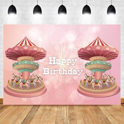 Carousel Horse Birthday Party Decor Photography Backgrounds Circus Theme Customized Photographic Backdrops for Photo Studio