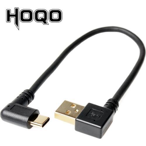 2 pcs/lot Dual Right Angle USB 3.1 Type-c to USB 2.0 Type A Fast Charge Sync Data Cable 90 degree L Bend USB-C to USB short 1ft