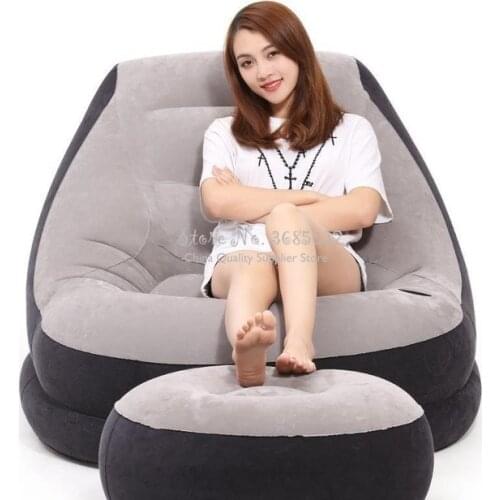 Genuine Big Chaise Lounge Chair Foldable Lazy Sofa Bed PVC Flocking Double Inflatable Sofa Outdoor Inflatable Sofa 125*100*85