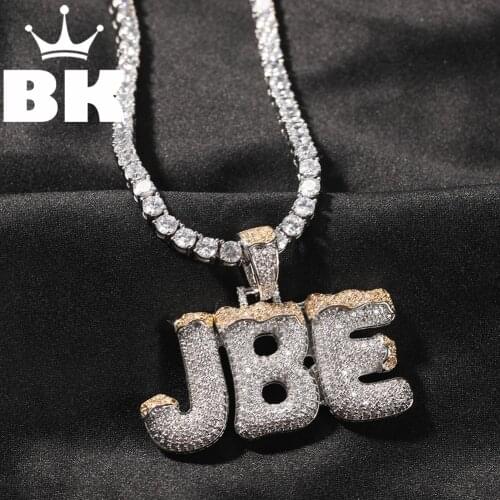 THE BLING KING Christmas Font Pendant Solid Make Your Words Necklaces Zirconia Unisex Jewelry 2020 New