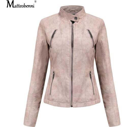 New Womens jacket Spring Autumn Jacket Women Coat Jacket PU Leather Outwear Fashion Short Coat Thin Female Motor Jacket Coat