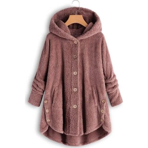 M-5XL Large Size Jacket Womens 2019 New Hooded Button Plush Windbreaker Autumn Winter Casual Warm Jacket Mother Loaded A622