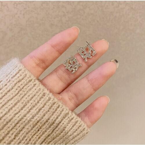 Cute Korean Earrings Bling Stone Chinese Word Red Pig Stud Earrings for Women Fashion Jewelry 2020 New Gift