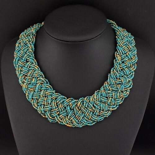 Fashion Accessories Women Collares Jewelry Choker Hand Made Weave Beads Chain Statement Chokers Necklaces Colliers Femmes UKEN