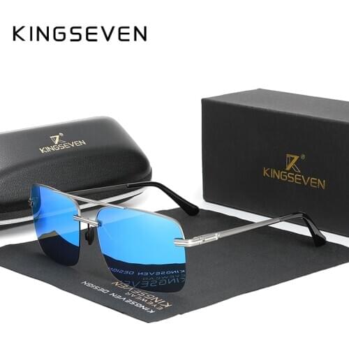 KINGSEVEN Semi-Rimless Mens 180° Stretch Temples Design Alloy Sunglasses Polarized Brand New Vintage Women Sun Glasses Eyewear