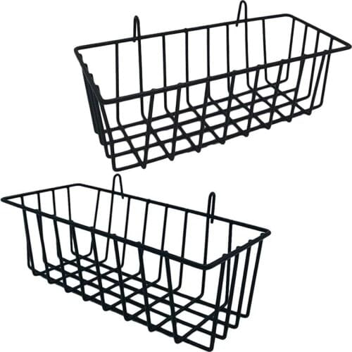 2 Pack Wall Grid Panel Hanging Wire Basket,Grid Wall Storage Basket,Wall Mount Baskets Display Shelves for Kitchen,Home