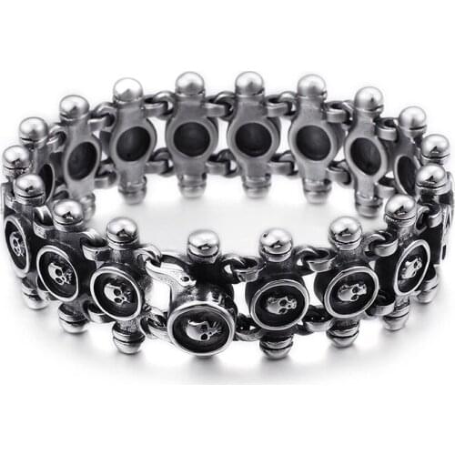 New Europe and America exaggerated jewelry wholesale Domineering mens titanium steel skull bracelet