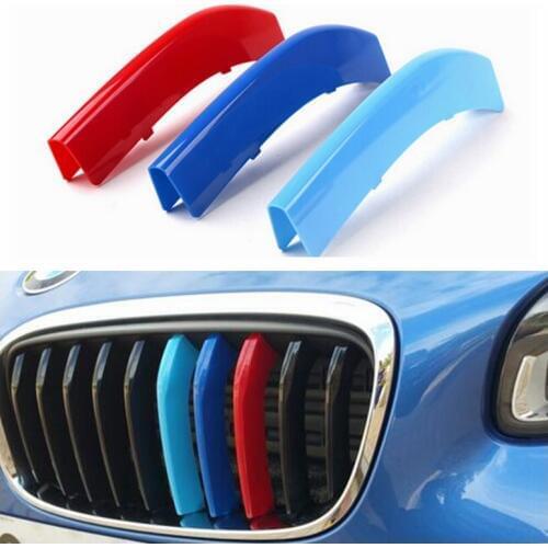 New 3D M Styling Car Front Grille Trim Sport Strips Cover Motorsport Power Performance Stickers for BMW 2 Series Active Tourer