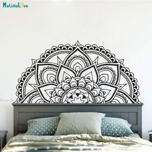 Half Mandala Flower Wall Sticker Bedroom Decor Headboard Vinyl Decals Exquisite Moraccan Style Art Murals Handmade YT4778