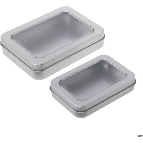 Clear Window Top Metal Tin Can Box Silver Blank Storage Case Crafts Survival Kit