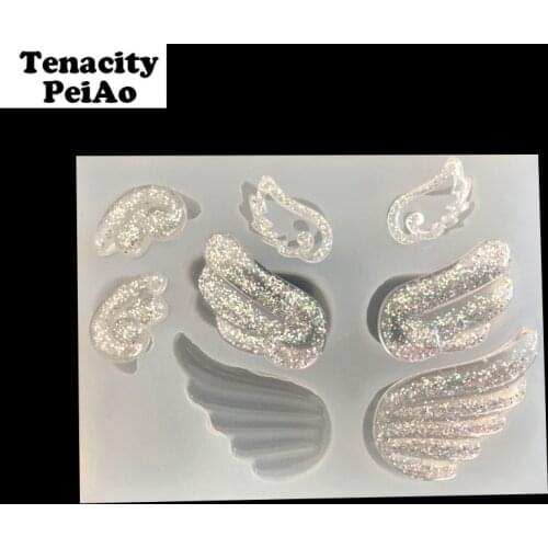 Transparent Epoxy Uv Resin Molds Wings Style Silicone Mold for DIY Pendant Jewelry Tools