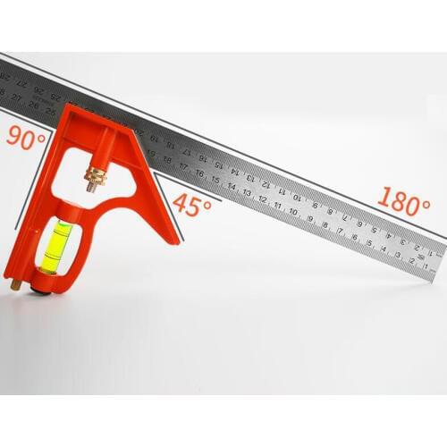 Stainless Steel Adjustable Combination Square Angle Gauge For Marking Out Measuring Tools Multi-function Horizontal Angle Ruler