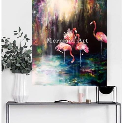 Hand painted beautiful red crane decorative 3d wall hanging resin painting for living room