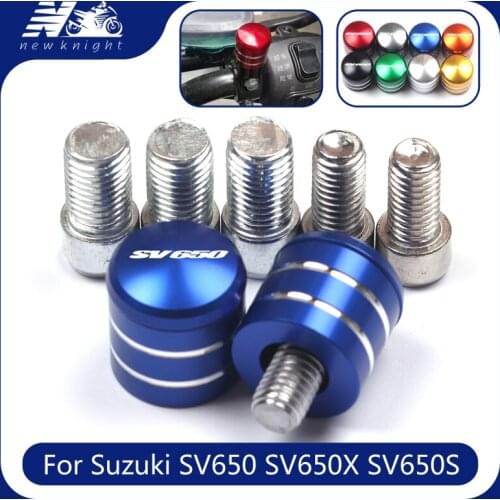 With Logo 2 Pcs For Suzuki SV650 SV 650 SV650X SV650S Mtorcycle CNC Aluminum Rearview Handlebar Mirror Bolt Screws Mount Adapter