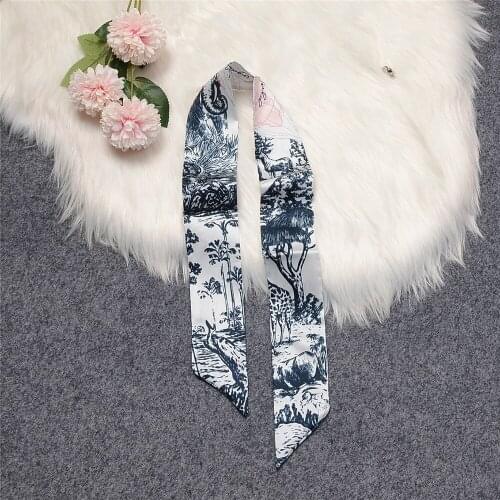 Summer Silk Scarf Women Brand Scarf Skinny Hair Bag Scarves New Tarot Twill 100% Design Wrist Towel Foulard Neckerchief Headband
