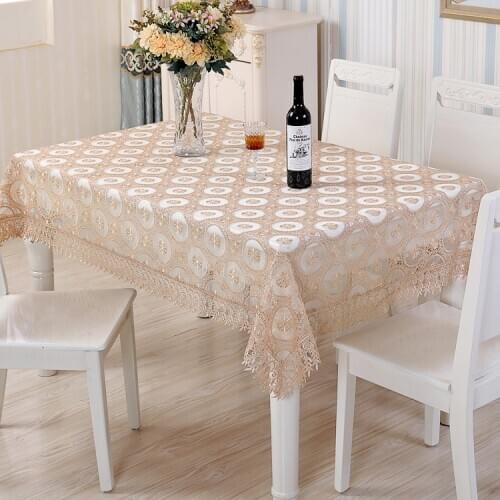 European Style Table Cloth Modern Lace Wedding Tablecloth Gold Table Runner Embroidered Anti-dust Washable Dining Table Cover