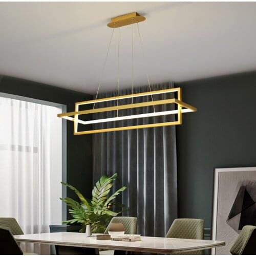 Modern Rotatable LED Chandelier Study Kitchen Dining Room Living Room Line Hanging Light Indoor Light Input AC90-260V Gold