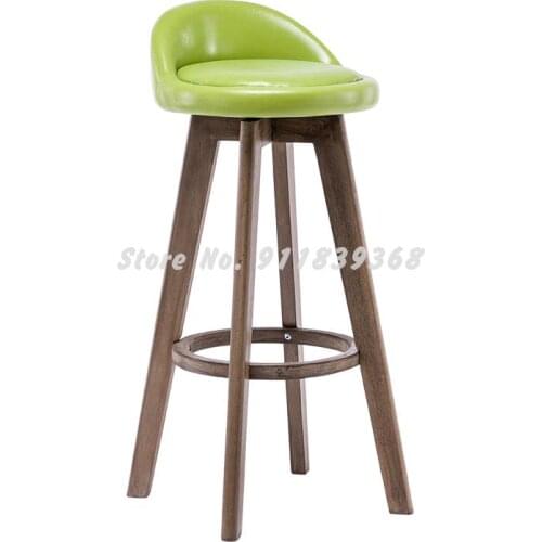 Solid Wood Bar Chair Bar Chair Retro American Bar Chair Nordic Simple High Stool Front Desk Rotating Creative Bar Stool