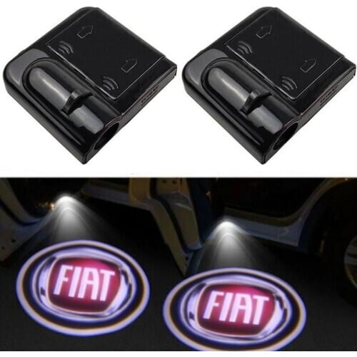 LED Logo Projector Fiat for door with Battery no holes no connections Plug & Play